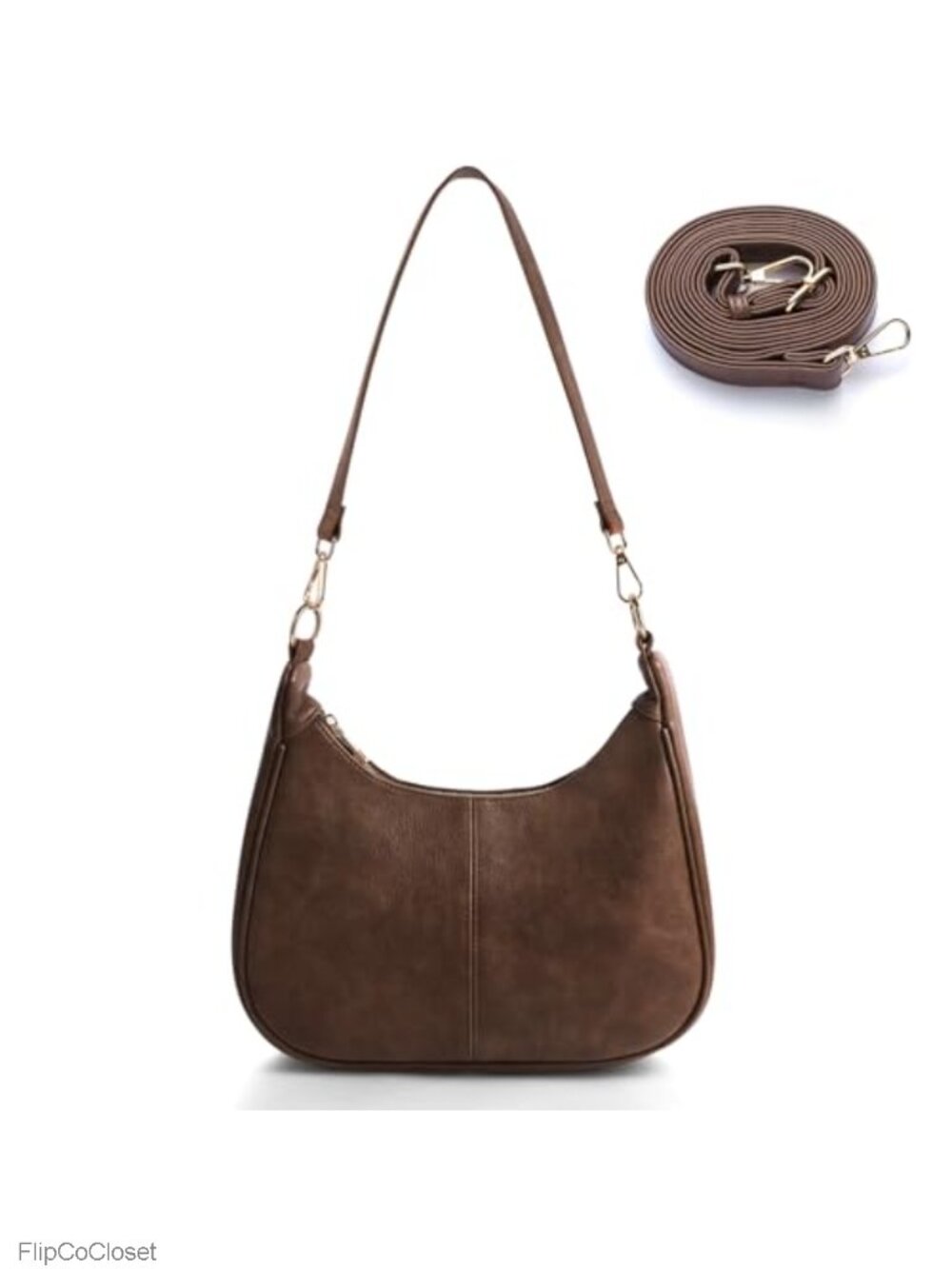 Vegan Leather Hobo Shoulder Bag Crescent Crossbody Purse